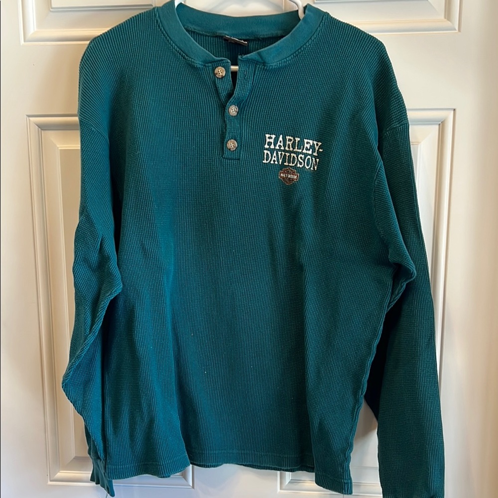 Harley-Davidson Teal Long Sleeve Shirt
